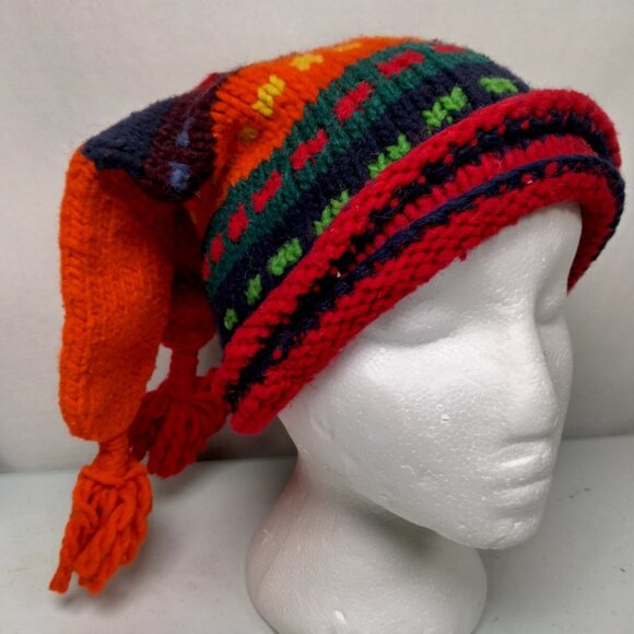 Ramos Wool Stocking Beanie Hat Ski Snowboard Tassel Colorful Ecuador Handmade - Picture 1 of 14